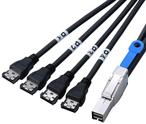 Micro SATA Cables SAS HD SFF-8644 Host to 4 eSATA Fanout Cable - 2 Meter: Compatible with 68 Pin U.2 Male to Male Cable and SFF-8639 68 Pin U.2 Male to Male Cable