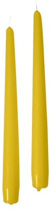 Cereria di Giorgio 10 Candele coniche Ø 2,2 cm Altezza 25 cm - Candele Decorative per la casa – Colore Senape – Durata 7 Ore – Inodore – Cera vegana Naturale – Senza Olio di Palma – Made in Italy