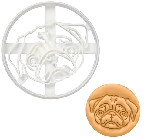 BAKERLOGY Pug Face Cookie Cutter - Detailed Biscuit Cutter Design for Baking and Crafts, Ideal on Fondant, Dough, Clay