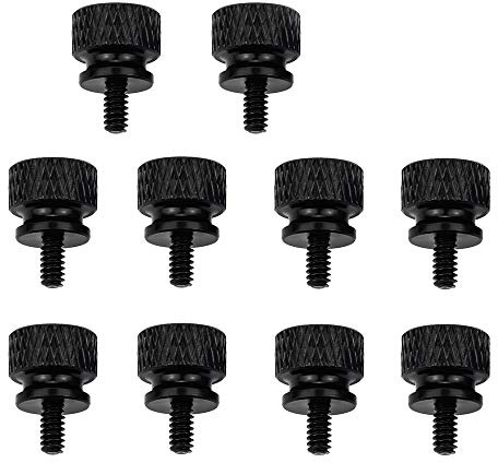 YATENG 10-pcs Anodized Aluminum Computer Case Thumbscrews (6-32 Thread) for Computer Cover / Power Supply / PCI Slots / Hard Drives DIY Personality Modification & beautification (Black)