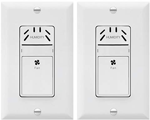 TOPGREENER Humidity Sensor and Fan Control Switch, Ventilation Fan Humidity Sensor Switch, Neutral Wire Required, TDHS5, 2-Pack (Wall Plate Included)