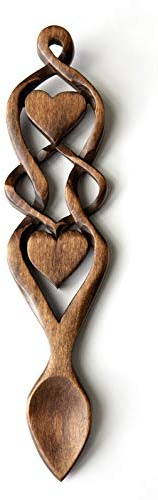 Dwynwen Love Spoon - Free Engraving of Names & Date on Welsh Love Spoons