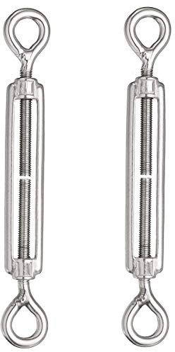 POFET - Tenditori M12 in acciaio inox 304 per funi, con due ganci, forte tensione, da usare per parasole, installazione tende, cavi di fissaggio o corde, 2 pezzi