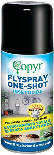 Copyr FlySpray OneShot - Insetticida Aerosol contro Mosche Scarafaggi Formiche Pulci Zecche, Insetti delle Derrate, 150ml x 3 Pz - con Piretrine Pure, Azione Abbattente a Svuotamento Totale
