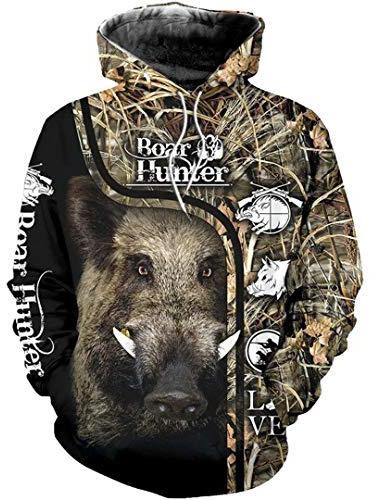 Hommes 3D imprimé Jungle Chasse Sanglier à Capuche Chemises Hommes Sweat à Capuche zippé Hoodies XXL