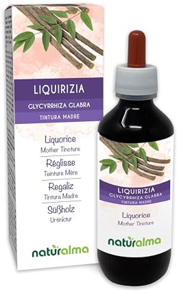 Süßholz oder Lakritz (Glycyrrhiza glabra) Wurzeln Alkoholfreier Urtinktur Naturalma - Flüssig-Extrakt Tropfen 200 ml - Nahrungsergänzungsmittel - Veganer