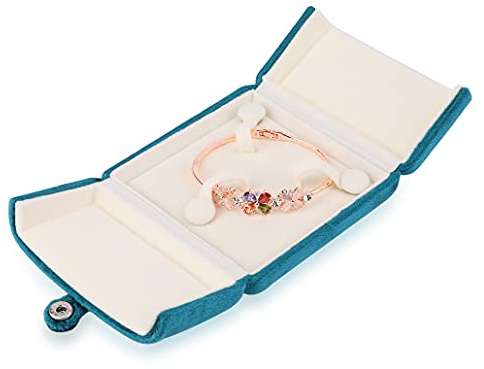 iSuperb Boîte-cadeau de Bijoux Velours Boîte de Rangement Bleu Foncé Etui Pendentif Boîte de Bague Velvet Jewelry Box pour Anniversaire de Fiançailles de Mariage (Boîte à bracelet)