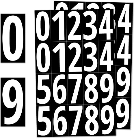 200 Pezzi, 75mm - Numeri Adesivi Grandi Impermeabile Vinile - Numeri Bianchi