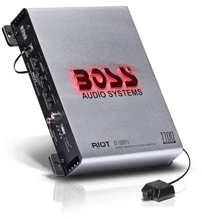 BOSS Audio Systems R1100M-S Riot Series Car Audio Subwoofer Amplificatore - 1100 High Output, Monoblocco, Classe A/B, 2/4 Ohm stabile, Ingressi basso/Alto livello, Crossover passa-basso, Mosfet,