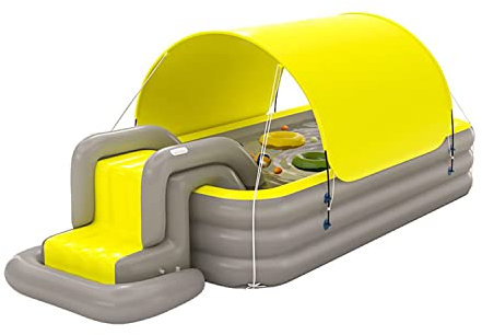 Fayelong Aufblasbarer Pool Mit Überdachung Tragbarer Pool Für Babys, Kinder, Erwachsene Aufblasbarer Pool Für Den Garten Der Familie (2.6m/3Layers,Gelb)