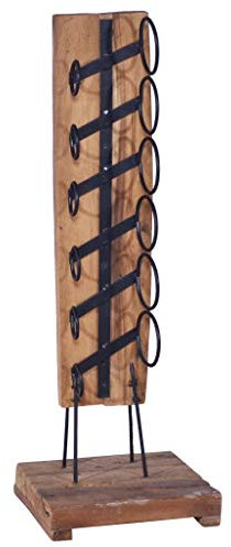 Makastle Weinregal Flaschenregal Weinständer für 6 Flaschen Regal aus Metall and Massivholz - Flaschenhalter Flaschenständer stehend für Flaschen Sekt, Wein und Champagner, 35x35x100 cm