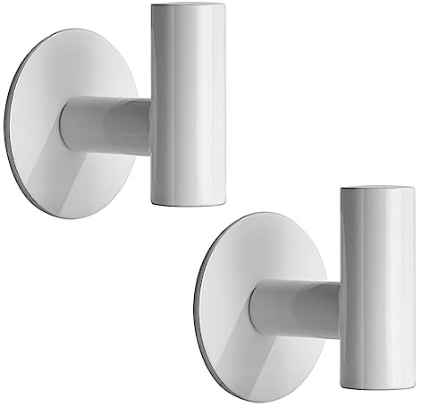 YUET 2 Pièces Crochet auto-Adhésif Acier Inox SUS 304 Porte Serviette de Salle de Bains, Support Mural Autocollant sans Percage Anti-rouille pour Clés Cuisine Bureau Placard,Blanc