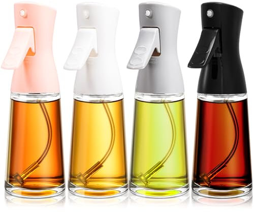 Lallisa 4 Stück Ölsprüher zum Kochen 180ml Glas Olivenöl Sprüher Mister Öl Spender Flasche für Küche Öl Essig Spritzer für Luftfritteuse Gadgets Herstellung Backen Braten Grillen Salat Zubehör
