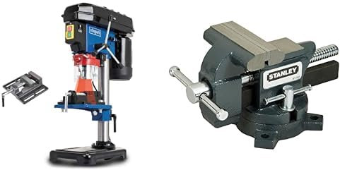 Scheppach Perceuse d'établi DP16VLS | Perceuse à colonne avec étau | 500W | 5 Vitesses pour le bois, le métal et tous plastiques - Variable 600-2600 min-1 | Distance max. 170mm | Laser & Stanley