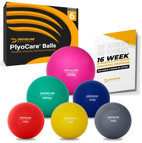 Driveline Baseball PlyoCare® Bälle - 6 gewichtete und langlebige Trainingsbälle - Inklusive 16-wöchigem Pitching-Programm - Plyo-Bälle für Baseball und Softball