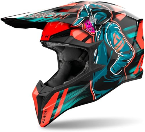 Airoh Wraaap Cyber Motocross hjälm, orange/blau, M (57/58)