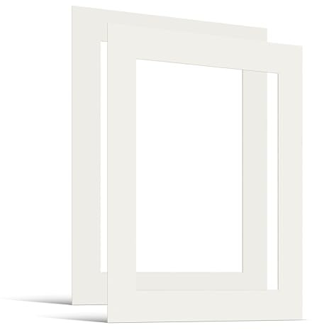 JUNOMI® 2X Passepartout 40x50 cm Außenmaß für Bildformat DIN A3, Cremeweiß | Für Bilderrahmen 40x50 cm, Bildformat DIN A3 (29,7x42 cm), Schrägschnitt, 1,5 mm Karton