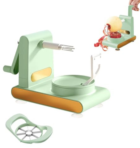 Nexoria Apfelschälmaschine, 3 In 1 Apfelschäler Multi-Fruit Peeler Automatischer Apfelschäler Mit Schneidemaschine Multi-Obstschäler Manueller Apfelschäler Mit Kurbel Für Äpfel (Grün)