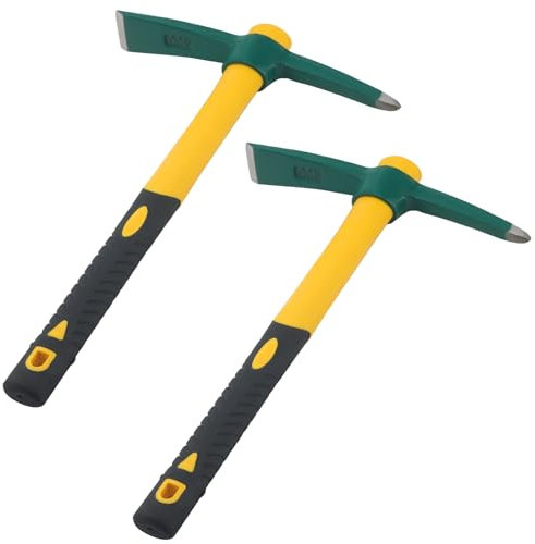 LEXININ 2 PCS 15 Inch Pick Mattock Hoe, Forged Garden Mattock Tool for Gardening, Planting, Yellow