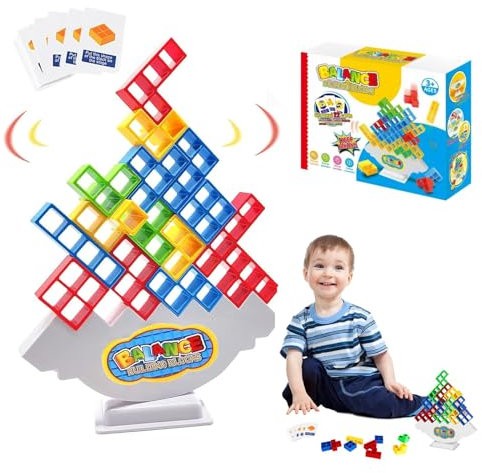 XoeLLe 32 Stück Tetra Tower Spiel, Balance Spiele für Kinder, Tetris Tower Spiel, Wackelturm Stapelturm, Lustige Stapelspiel, Stapelblöcke Balancing Team für Kinder und Erwachsene
