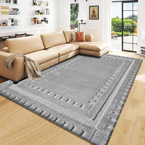 B&B Extra Large Bedroom Area Mat for Living Room Kitchen Laundry Floor Mat and Oriental Design Cozy, Soft, Durable Hallway Living Room Mat (Grey, 160 x 230 cm - Area Carpets)