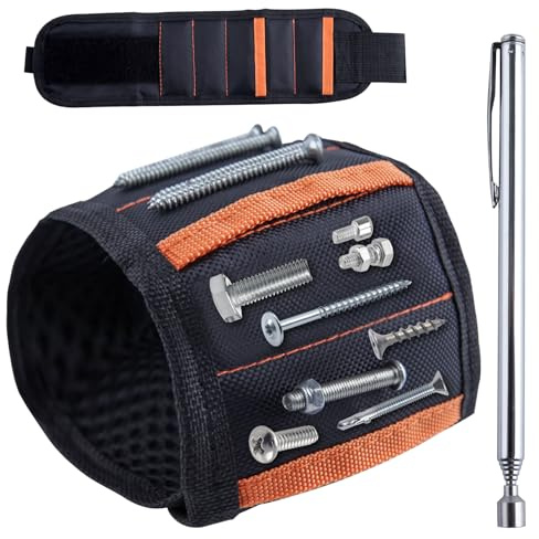 GOLD DEER Magnetisches Armband & Universal-Stecknuss-Griff mit Teleskop-Magnetgreifer, magnetisches Armband zum Halten von Schrauben, Magnet-Gürtelclip, Bauzubehör, Herren-Accesorios Para Hombre
