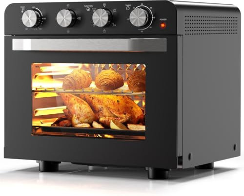 Karinear 36L Air Fryer Oven, 1700W Stainless Steel Airfryer 10 in 1 Countertop Oven with Double-layered Glass Door, Full Accessory Set