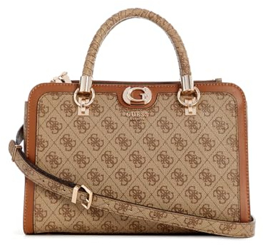 GUESS Orlina Logo Society Satchel Latte Logo/Brown