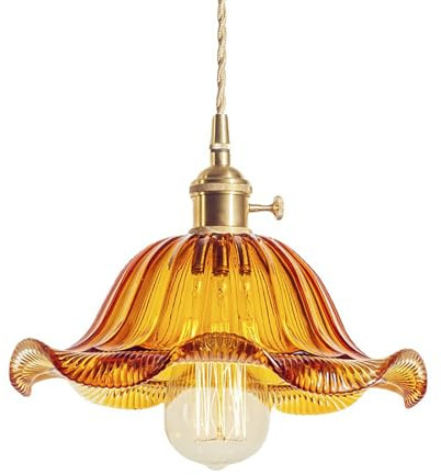 TOKTOP - Lámpara de araña de cristal, estilo vintage, creatividad, decoración de flores, E27 ámbar, lámpara de techo para sala de estar comedor dormitorio