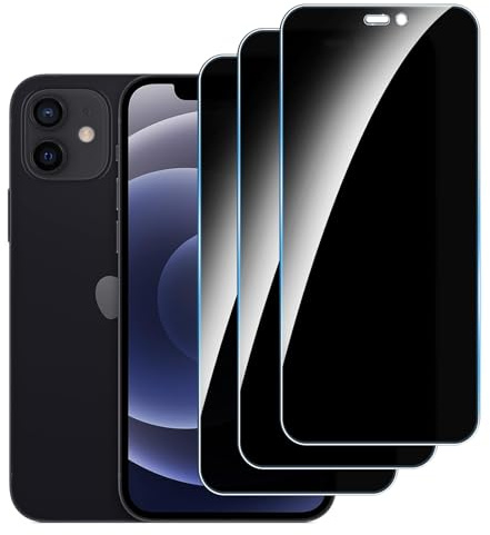 LYPHPE [3 Stück] Sichtschutzfolie für iPhone 12/iPhone 12 Pro Panzer Schutz Glas, 9H Härte Sichtschutz, Frei von Kratzern Folie,Ultrabeständig,Frei von Kratzern, [Anti-Spion] Privacy Displayschutz