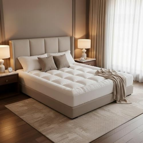 Pro Home 1400 gsm madrassöverdrag 10 cm/4 tum extra tjock madrassöverdrag hotellkvalitet mikrofiber fylld låda söm 4 elastiska remmar allergivänliga mjuka och fasta sängöverdrag (kung (152 x 200 x 10