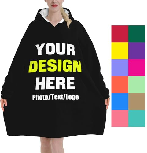 LLLGSH Sudadera Manta Personalizada - Manta Personalizada con Mangas - Foto de Rostro Personalizada - para Adultos, Hombres y Mujeres, Talla única con Bolsillo