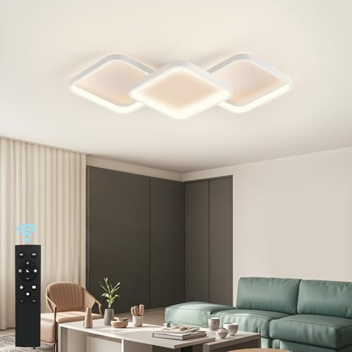 Sky angle LED Deckenleuchte mit Fernbedienung, Dimmable Deckenlampe 65cm 3000K-6000K, 40W 4800LM Flush Mount für Schlafzimmer, Küche, Wohnzimmer, Arbeitszimmer, Badezimmer