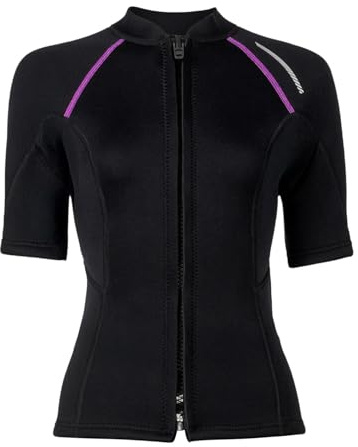 Jugaoge Camiseta de manga corta para mujer, camiseta de natación de manga corta, bloque de color, camisetas de compresión, protección UV, secado rápido, buceo, surf, snorkel, Negro , XXL