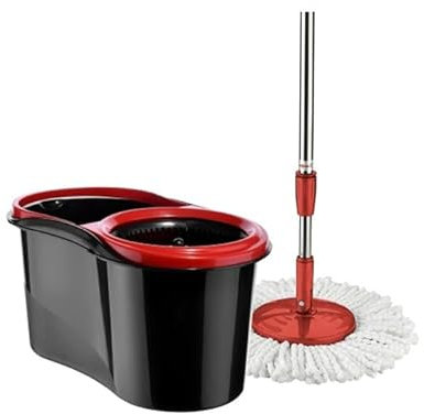 Microfiber Spin Mop and Bucket Set | Spin Mop for Floor Cleaning | 13 LTR | Long Handle Extendable Stainless Steel | 360° Rotating Mop with Easy Wringer | Wet and Dry Rotating Mop - By BEST HOUSE