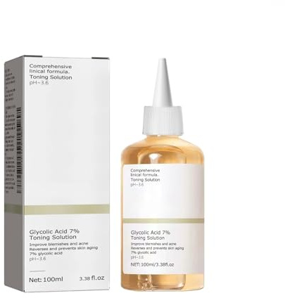 Acid Glycolic 7% Toner, 100ml Glykolsäure Toner für alle Hauttypen, Porenbehandlung, Peeling, Feuchtigkeit Spenden und Stärken Haut