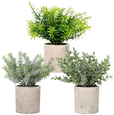 YORFULL Fake Plants Set Artificial Plants Indoor Potted Plants for Home Decor Office Room Coffee Table (Green 3pack)
