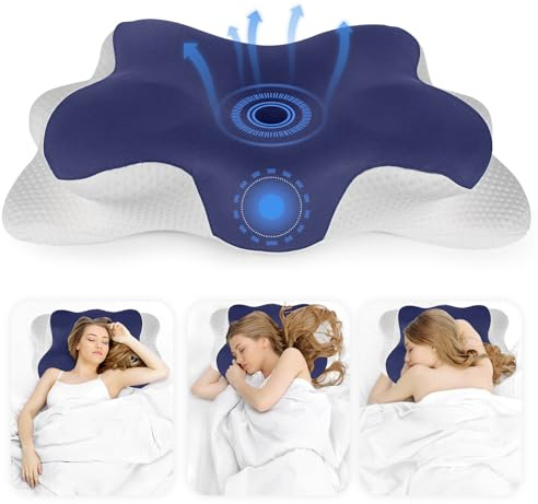 Tibimon Memory Foam Kissen, 64 x 37 x 13cm Ergonomisches Kopfkissen, Nackenstützkissen, Orthopädisches Kissen zu Anti Schnarch Kissen/Seitenschläferkissen/Bauchschläferkissen [Marine-Blau]