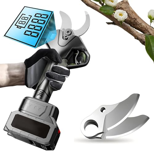 CIELOBLOEN Forbici Potatura a Batteria & Cesoie Elettriche con Display LCD, Asta Regolabile, Batteria 2000mAh, Taglio Rami 40mm/1.6in, Leggero per Giardinaggio Domestico e Professionale 1battery