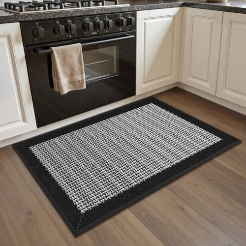 SIXHOME Tapis de Cuisine Devant ​Evier Antidérapant en Caoutchouc et Lavable Tapis Lavable en Machine Absorbant Noir 50 * 80cm