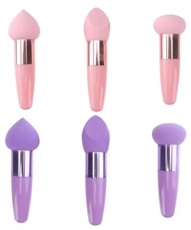 VALICLUD Make-up Schwamm Set 6 Stück Mit Griff Tragbare Kosmetikschwämme Für Präzise Foundation Concealer Anwendung Nass Und Trocken Make-up Tools Für Gesicht
