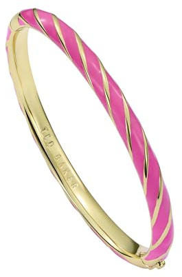 Ted Baker Trinity Twist Enamel Hinged Bangle Bracelet for Women (Gold/Hot Pink)