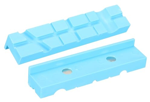 sourcing map 1 Set Vise Jaw Pads 6 Rubber Magnetic Vise Soft Jaws Standard Anti-Scratches Vice Covers Tools for DIY Making Woodworking Clamping Plumbing, Blue