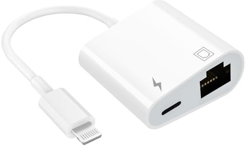 HUAZHUN Lightning to Ethernet Adapter UK - Apple MFi Certified 2 in 1 RJ45 Ethernet LAN Network Adapter with Charge Port for iPhone 14 13 12/iPad, Plug and Play, Supports 100Mbps Network