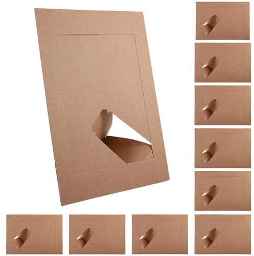 DOITOOL DIY 10pcs 7-inch Kraft Paper Frames Decorative Standing Photo Holders for Home Décor, Cardboard Picture Frames Suitable for Desk Display and Scrapbooking