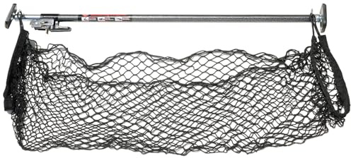 KEEPER Ratcheting Cargo Bar - Rubber, Black/Silver, Adjustable from 40-70 - Comes with 60” x 24” Storage Net (5060), For Truck