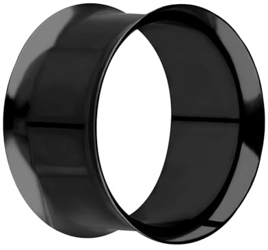 Treuheld® Edelstahl Flesh Tunnel - Schwarz - Dünn - 32 Größen