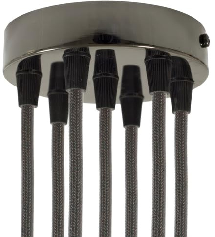 creative cables - Zylindrischer 7-Loch-Lampenbaldachin Kit aus Metall - Konisch, Schwarz Perle