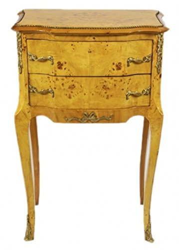 Casa Padrino Barock Kommode Vogelaugen Ahorn/Gold mit 2 Schubladen - Nachtschrank Antik Stil