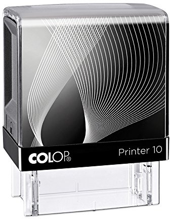 Kurztextstempel personalisiert, Colop Printer 10, 27x10 mm, Schwarz | kompakter Selbstfärber mit Wunschtext in bis zu 3 Zeilen – XXL-Sichtfenster, Stempelkissen austauschbar